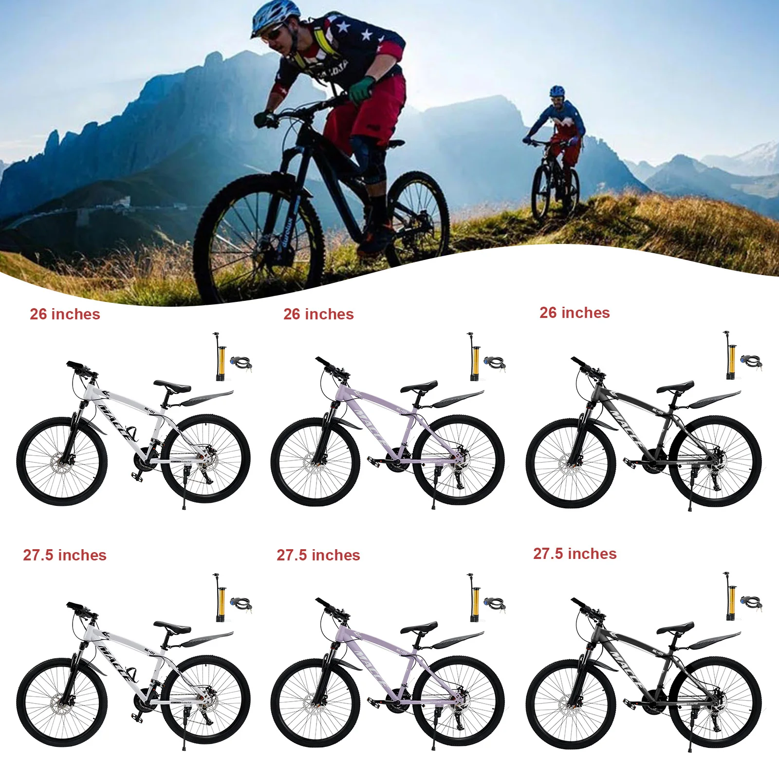 

Artudatech 27 speed double disc brake Suspension Fork mountain bike MTB for adults