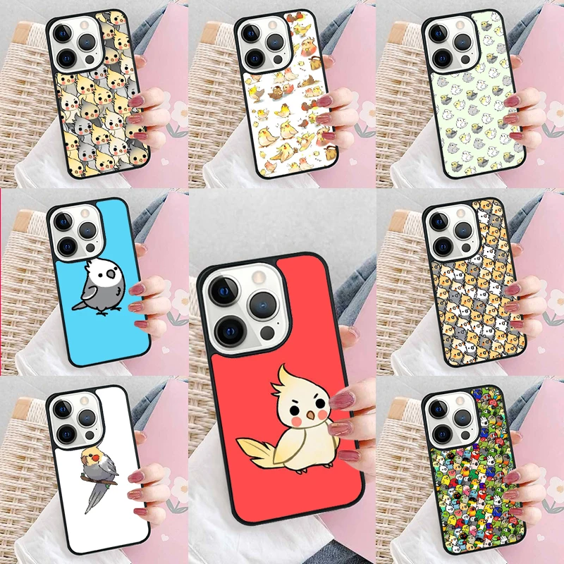 Cartoon Animal Chubby Cockatiel Soft Phone Case Cover for iPhone 16 Promax 15 Pro 13 14 Plus 11 12 Mini XR XS MAX Coque