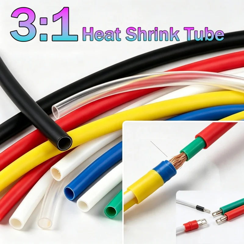 1~5M 3:1 Heat Shrink Tube Φ1.6/2.4/3.2/4.8/6.4/7.9/9.5/12.7/15.4/19.1/25.4/30/39/50/65mm with Double Wall Glue Tube