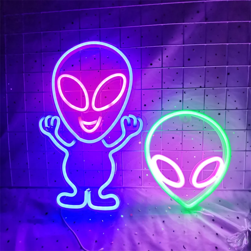 UFO Led Neon Light Spaceship Alien Planet Gamepad Neon Lamp Room Hanging Wall Light Acrylic Art Wall Decor USB Control Lamps