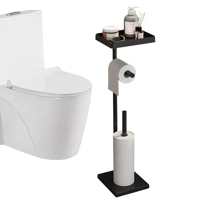 

Standing Toilet Paper Holder Paper Roll Holder Bathroom Toilet Tissue Stand With Storage Rack Smooth Detachable Tissue Rolls