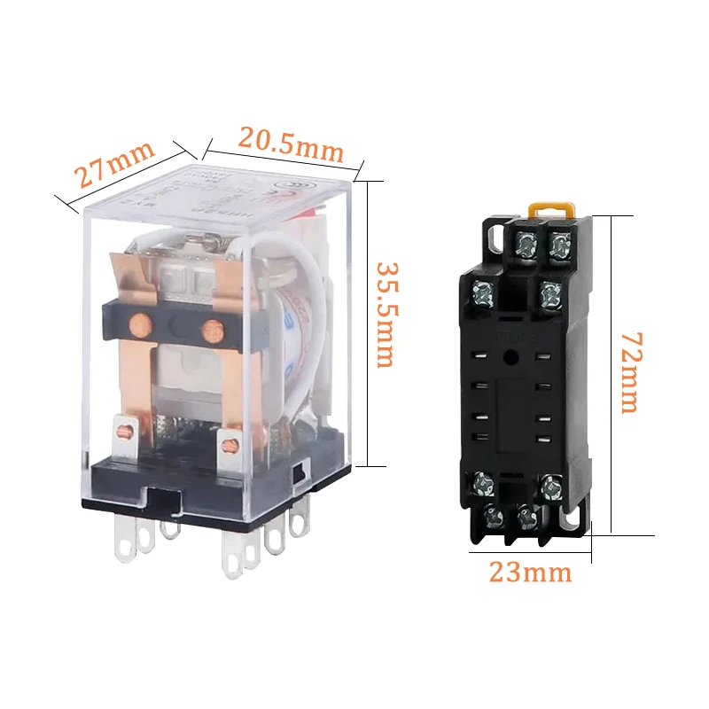 5Pcs MY2P HH52P MY2NJ Relay Coil General DPDT Micro Mini Electromagnetic Relay Switch with LED AC 110V 220V DC 12V 24V 36V