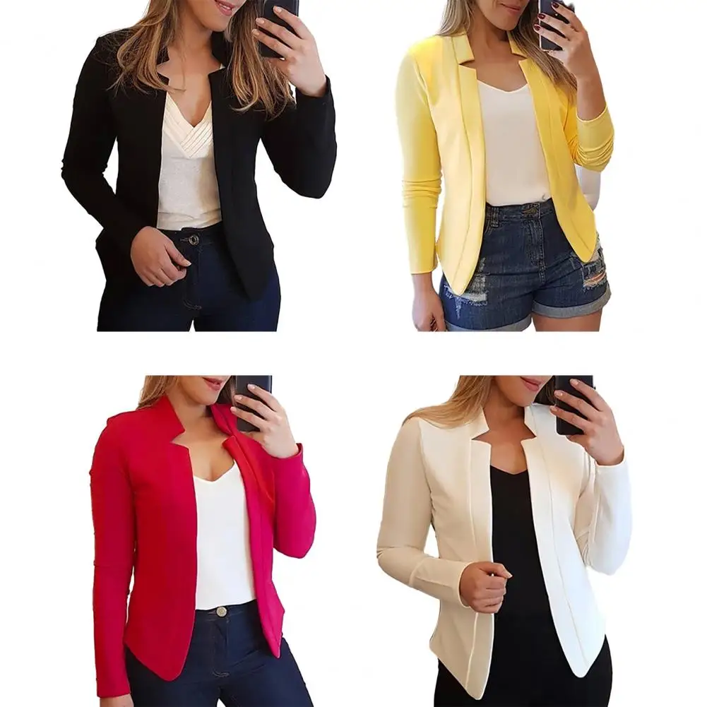 เสื้อเบลเซอร์ผู้หญิง ปกเว้า ทรงเข้ารูป สไตล์คาร์ดิแกน แขนยาว เปิดด้านหน้า สำหรับฤดูใบไม้ผลิ เหมาะสำหรับวัยรุ่น ลดราคา 80%