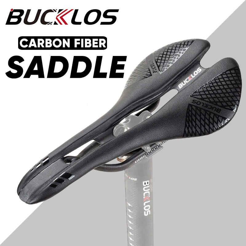 BUCKLOS Road Mountain Bike Saddle Ergonomic Carbon Fiber Leather Seat Cushion Soft Comfortable Bicycle Seat Cycling Parts