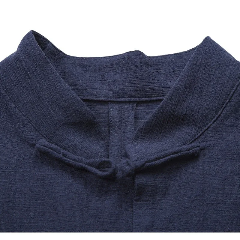 التقاليد الصينية زي الرجال حجم كبير ملابس الكونغفو تانغ طويلة الأكمام خمر زر أسفل تاي تشي الملابس الخريف الربيع جديد #5