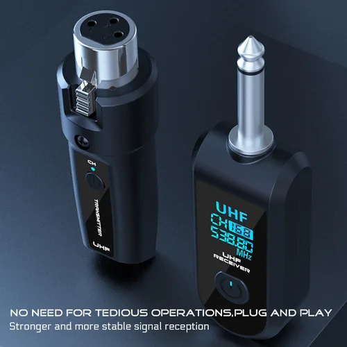 Imagen 2 del producto Sistema receptor y transmisor de micrófono inalámbrico, sistema adaptador XLR de 2,4G para micrófono dinámico, mezclador de Audio de guitarra, sistema PA