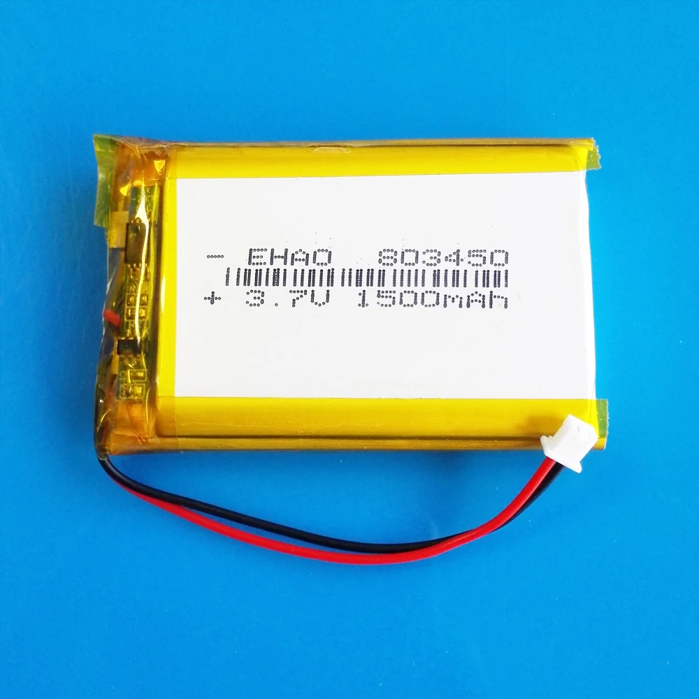 3.7V 1500mAh Lipo Rechargeable Battery 803450 + JST 1.25mm 2pin Plug For GPS Recorder Headset E-book Camera Mobile Phone