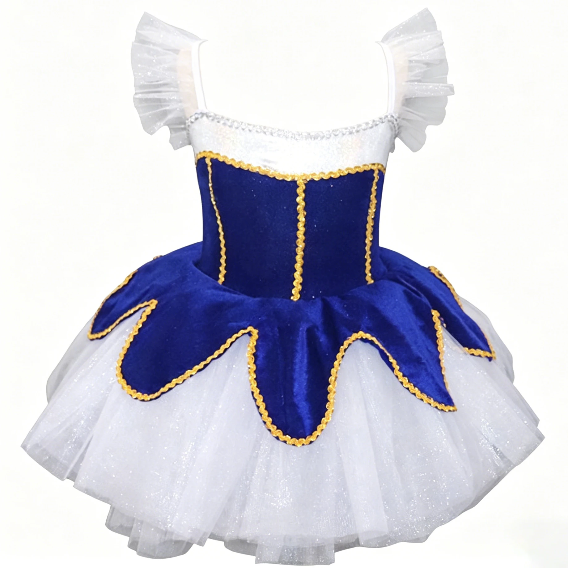 

Performance Ballet Tutu Short fly Sleeve Sequin‌ Gauzy Pleated Ballerina Party Dress Children Girl Ballet Dance Costumes