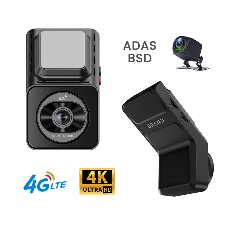4K +4G 2Inch dashcam with dual lens record wifi gps tracking fit remote live video check on phone 12-24v power supply car camera