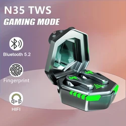 N35 TWS Gaming Earbuds auricolari Bluetooth Wireless con microfono Bass Audio Sound Positioning 9D Stereo Music HiFi Headset per Gamer