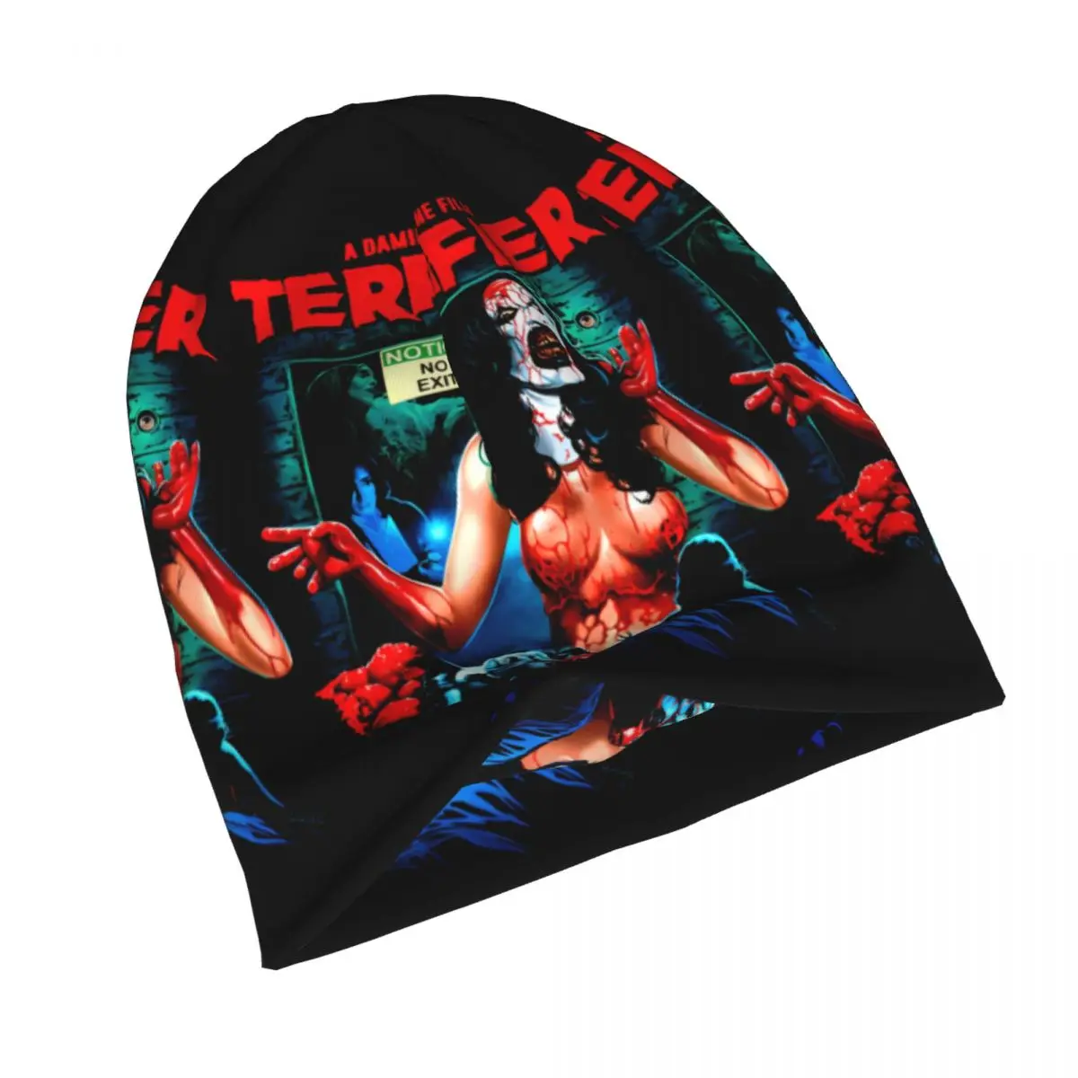 Terrifier Scary Art The Clown Skullies Beanies Hat Halloween Bloody XMAS Hip Hop Unisex Outdoor Cap Warm Dual-use Bonnet Knitted