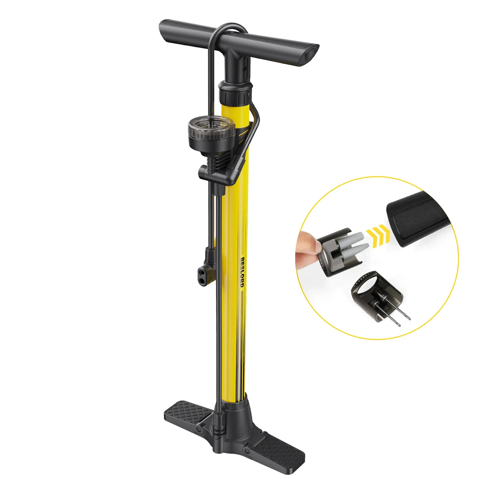 

BEELORD Bike Floor Pump with Gauge 160 PSI High Pressure Manual Bicycle Pumps Air Pump Inflator for Road MTB Tire, Ball