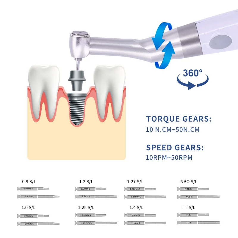 Dental Electric Torque Motor Implant Wrench System Wireless Up To 50Ncm 50rpm Dentist Tools Universal Orthodontic Screw Kit