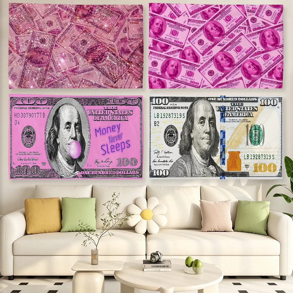 Pink Money 100 Dollar flag For Living Room Home Dorm Decor Wall Outdoor Camping Party Banner Gifts