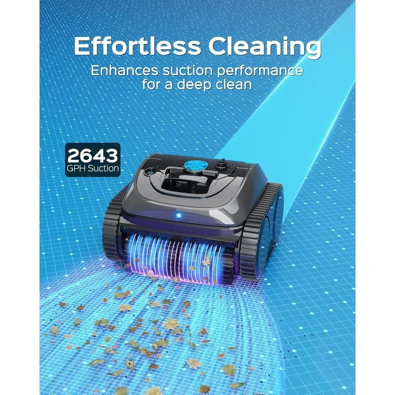 Cordless Robotic Pool Vacuum, 140mins Runtime, Robotic Pool Cleaner with Upgraded Triple-Motor, Wall Climbing