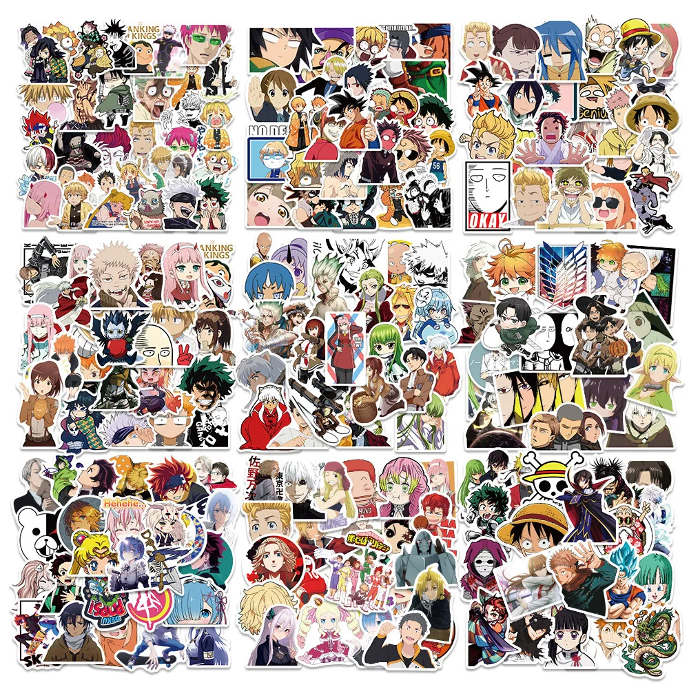 300Pcs/Set Mixed Anime Stickers PVC Waterproof Cartoon sticker DIY Graffiti Decals Laptop Car Bike Toy Sticker for Kids