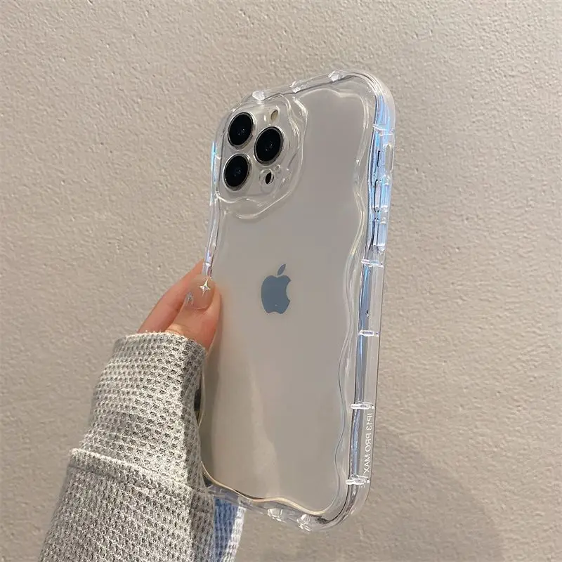 Custodia per telefono Premium Airbag trasparente con motivo crema per iPhone 16 Pro Max 15 14 Plus 13 12 11 Cover posteriore in silicone antiurto