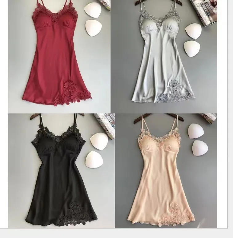 

Сексуальные пижамы, женские шелковые ночные рубашки на подтяжках, женские весенне-летние атласные ночные платья из ледяного шелка с лямкой на шее, домашние атласные ночные платья