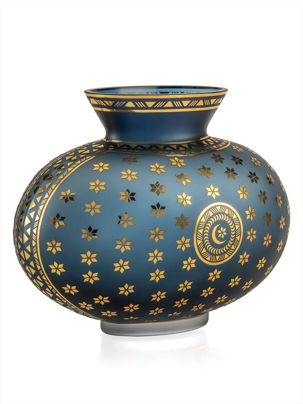 LaModaHome Pasabahce the Moon the stars Vase - Midnight Blue High Quality Boho Rare Design Unique Decorative Centerpiece for Living Room