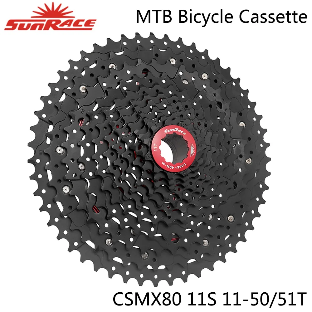 SUNRACE CSMX80 11 Speed MTB Bike Cassette 11-50T 11-51T Black Freewheel for Mountain Bike Orginal Bicycle Parts