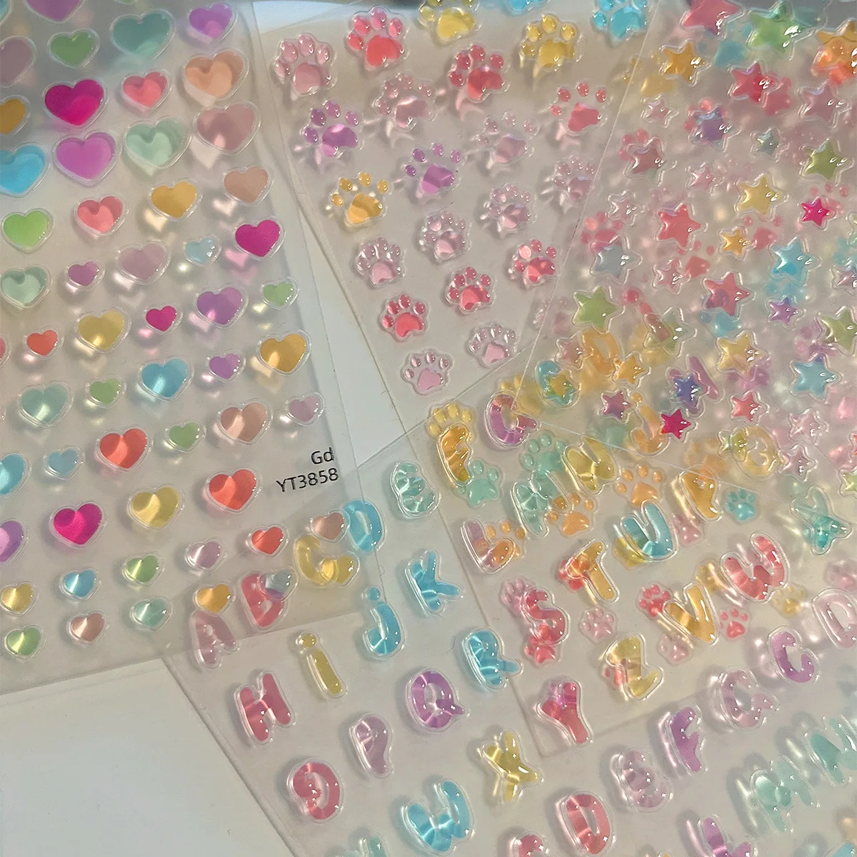 Autocollant translucide Kawaii pour ongles, série macaron Kiyomi, décalcomanies, lettre griffe de chat, étoile, MSI, DIY, 404art