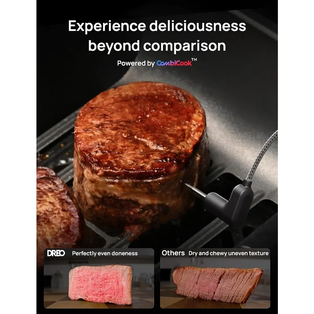 مقالي هواء ذكية عميقة مع مسبار دقيق لدرجة الحرارة ، 3 أوضاع طهي احترافية ، خوارزمية مخصصة ، أدوات مطبخ ، 6 قيراط