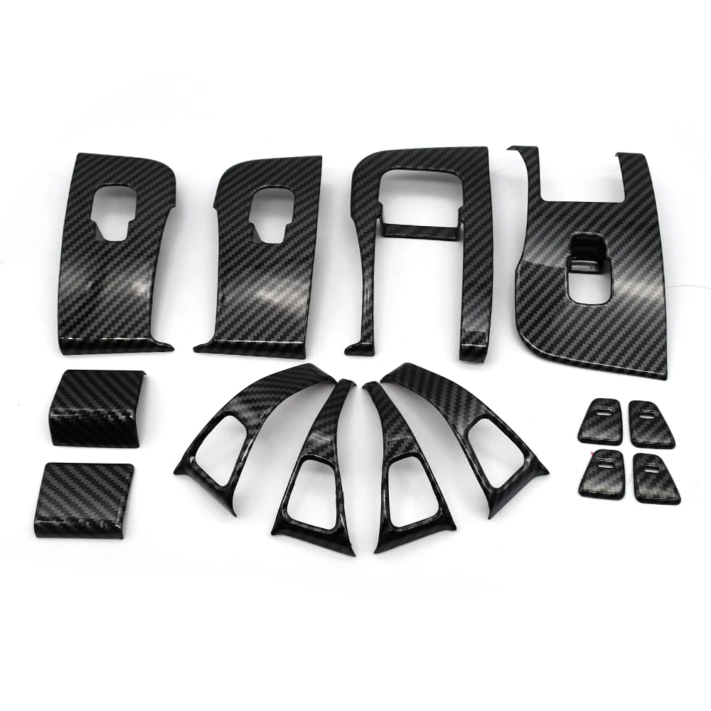 

14pcs For Tesla Model 3 Y 2017-2022 Car Window Lifter Switch Button Cover Trim Sticker Case Protector ABS Styling Carbon Fiber