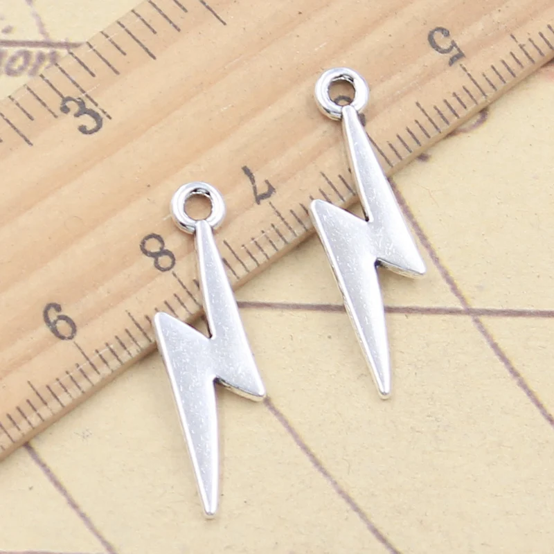 20pcs Charms Lightning Flash 28x7mm Tibetan Silver Color Pendants Antique Jewelry Making DIY Handmade Craft