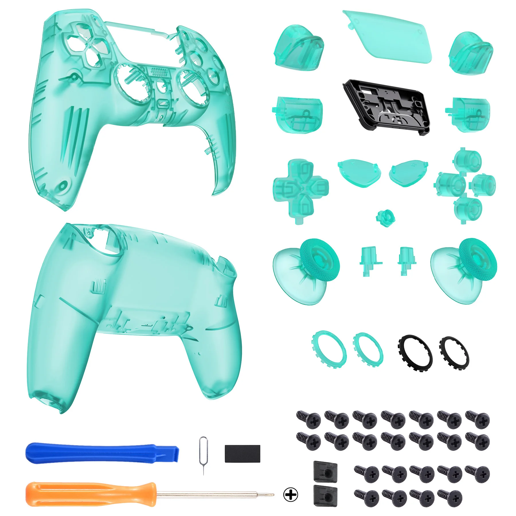 eXtremeRate Luna Redesigned Full Set Housing Shell Buttons Touchpad Cover for ps5 Controller BDM-030/040/050 - Emerald Green
