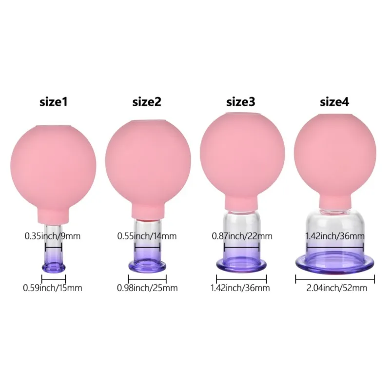 Rubber Head Glass Vacuum Cupping Cups Family Body Massage Suction Cans Home Health Care Tools Chinese Vacuum Therapy