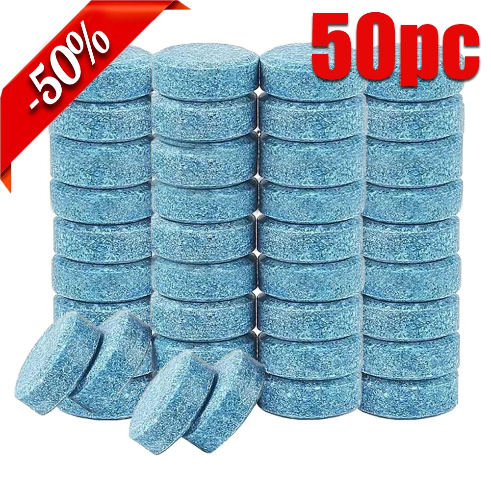 50Pcs Car Windshield Washer Tablets Glass Cleaner Concentrated Effervescent Tablets Solid Windshield Effervescent Wiper Tablet