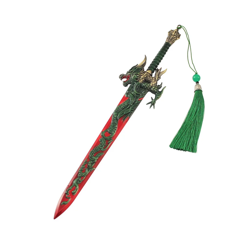 29 CM Fengshen Dodici Spade Divine Periferiche Due Draghi Spada Metallo Mestiere Arma Modello Da Collezione Scrivania Ornamento Ragazzo Giocattolo