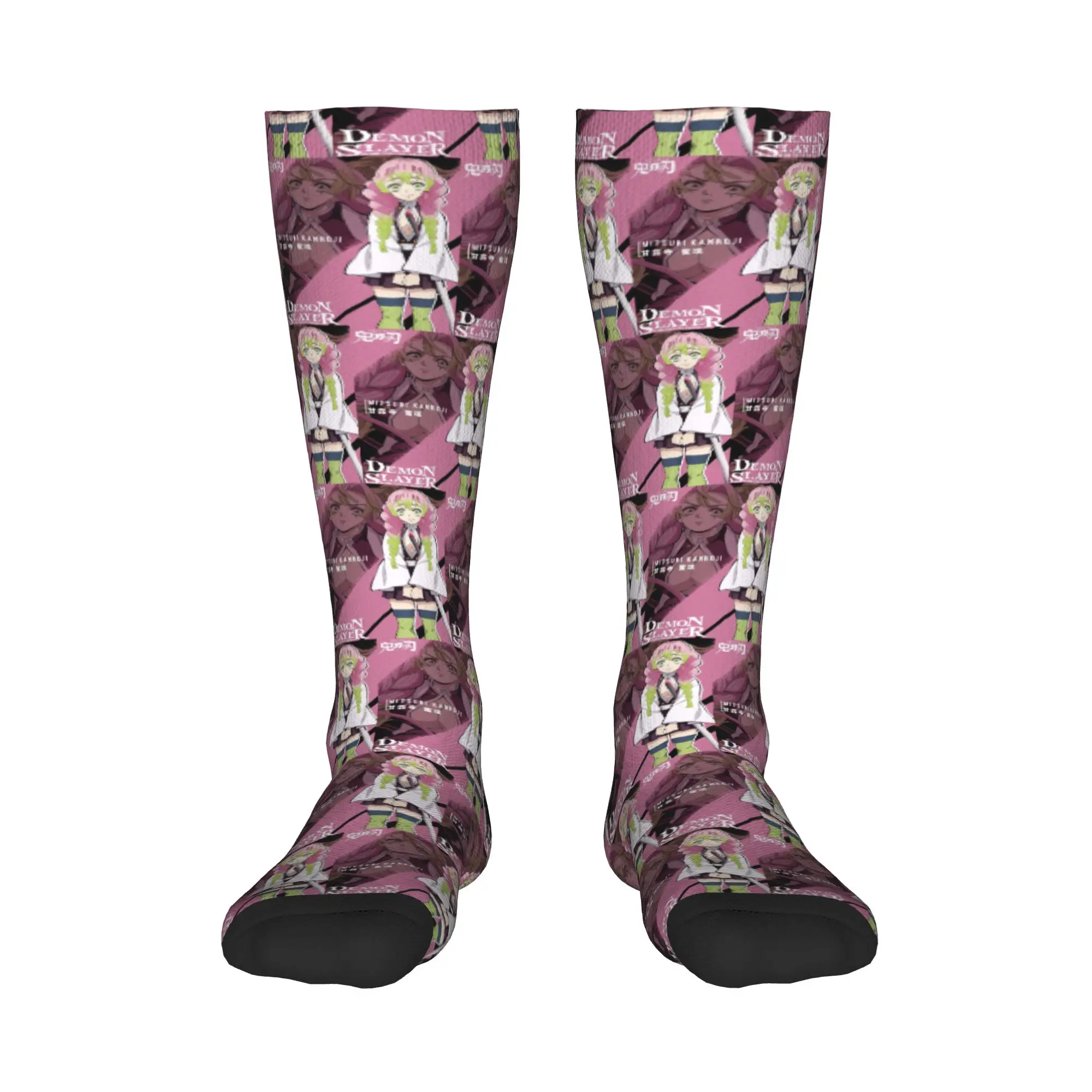 

Всесезонные чулки для экипажа, носки Mitsuri Kanroji and Iguro Obanai, модные длинные носки в стиле Харадзюку в стиле хип-хоп, аксессуары для мужчин и женщин