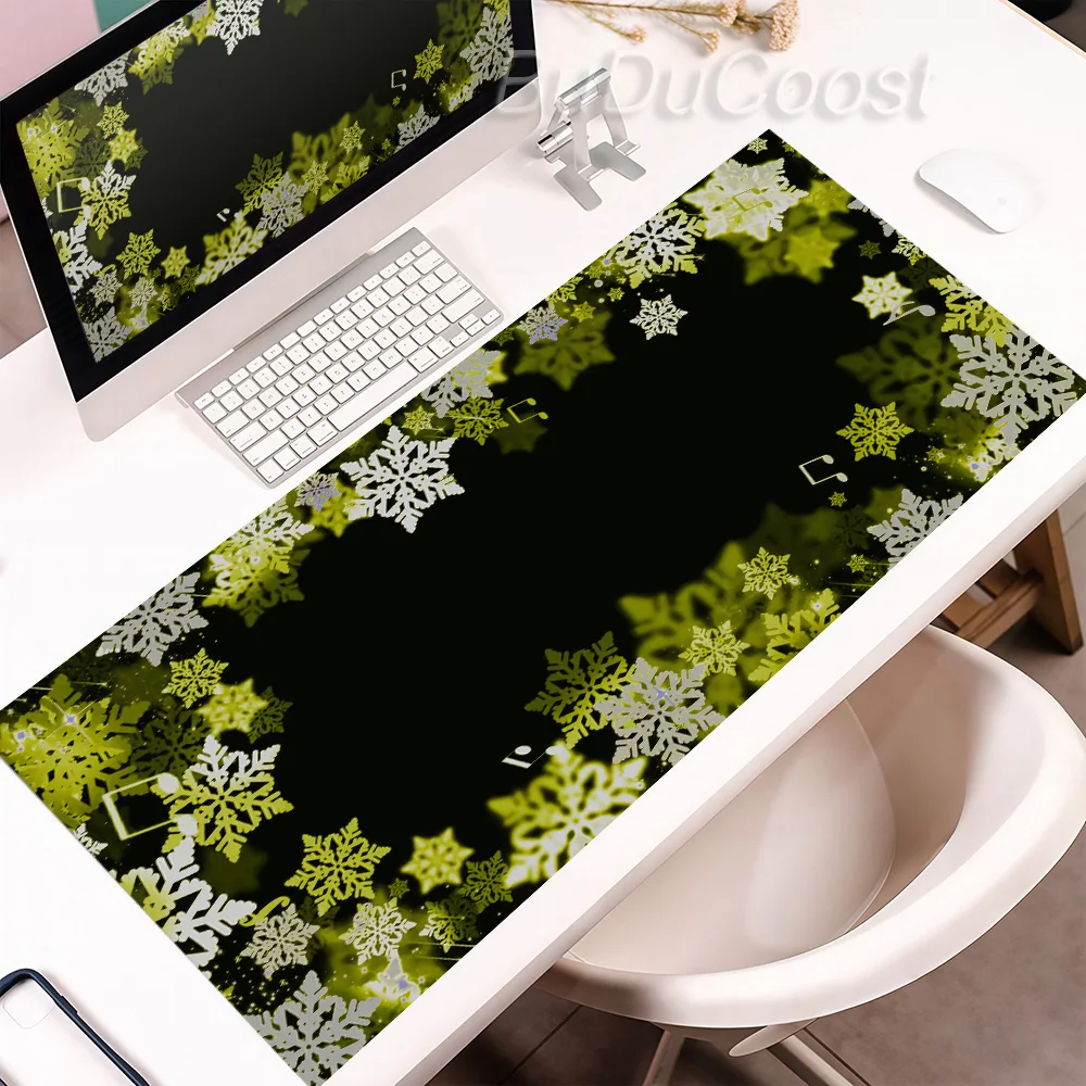 XXL Winter Snowflake Mouse Pad Rubber HD Washable Anti-Slip Locking Edge Deskpad PC Gamers Mechanical Keyboard Tablemat Home Rug