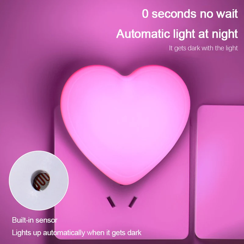 New Light Control with Switch LED Energy-saving Light Plug-in Love Night Light Bedside Wall Light Socket Feeding Night Light