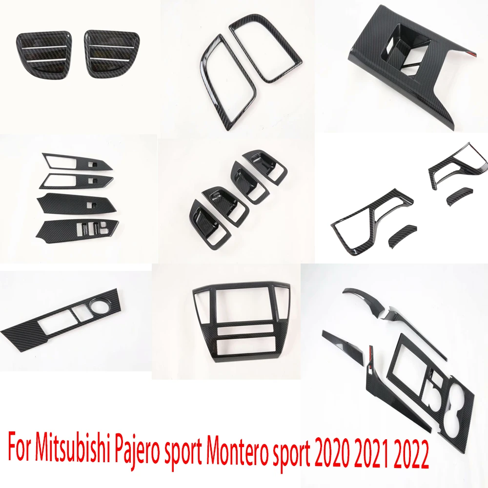 For Mitsubishi Pajero sport Montero sport 2020 2021 2022 Gear Shift Panel Steering Wheel Cover Trim Interior Window Switch Cover