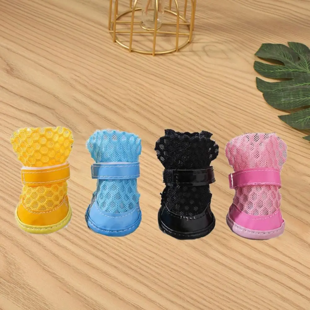 

4 Pcs Pet Boots Wear Resistant Dog Mesh Shoes Anti-slip Breathable Dog Sandals Anti-dirty Anti-fall Pet Paw Protector Garden