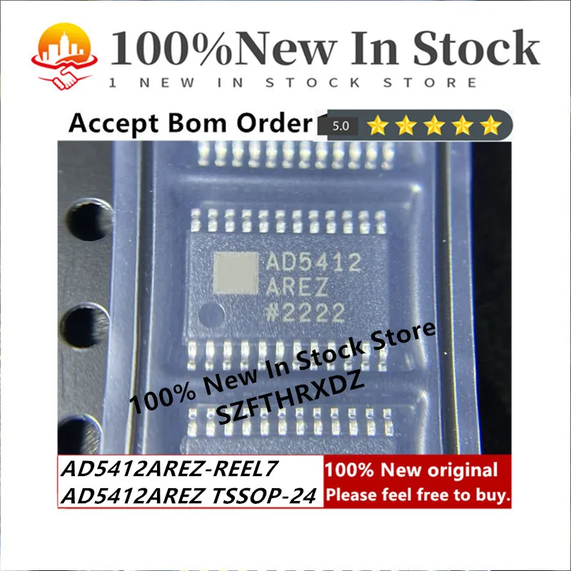 

100% NEW ORIGINAL AD5412AREZ-REEL7 TSSOP-24 AD5412AREZ TSSOP24 DAC 1-CH Segment 12-bit 24-Pin