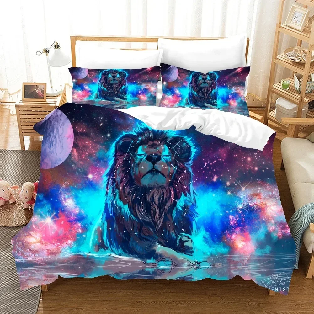 3D Printed Tiger Lion Wildness Animal Bedding Article Duvet Set Personality