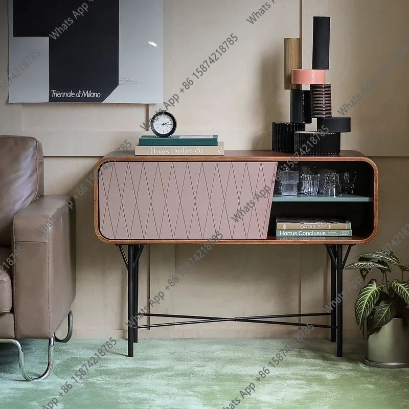 Kk Nordic Medieval Retro Black Walnut Multi-grid Color Matching Drawers, Porch Cabinets, Living Room Household Small Apartment
