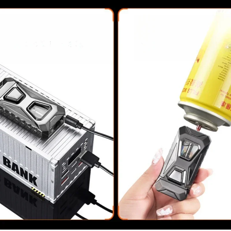 HOT Voice Controlled Ignition Dual Flame Butane Gas Lighter Open Fire Switching Jet Fire Visual Gas Window USB Electric Lighters