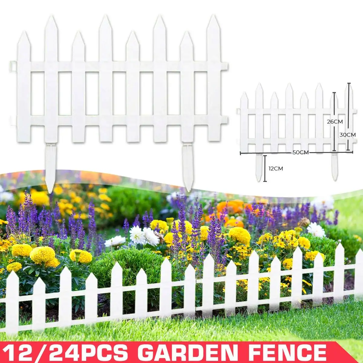 

12/24Pcs Plastic Fence Courtyard Indoor Garden Fence Kindergarten Flower Garden Vegetable Small Fence DIY Christmas Decoration