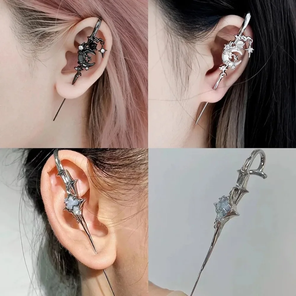 Women Geometric 4-Pointed Star Earrings Front Back Design Anti Sensitive Piercing Earring Niche Jewelry Daily Party Holiday Gift