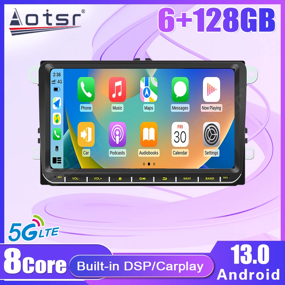for Volkswagen Universal Car Radio Video 9-Inch Player Wireless For Apple CarPlay Android 13 Car Touch Screen Suitable