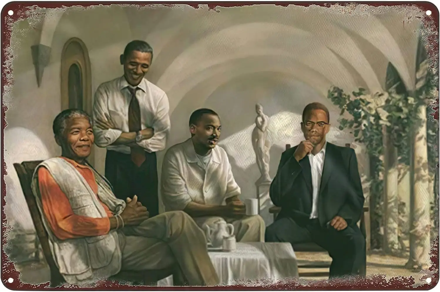 Mandela - Malcolm X - Obama - Luther King Civil Rights Poster Metal Tin Sign Wall Art Poster Plaque Decor for Home Bar Pub Club