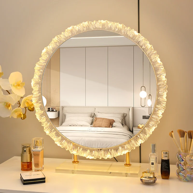 

Round Bathroom Mirror Led Light Makeup Full Length Mirror Big Art Espelho De Banheiro Para Parede Home Decoration Accessories