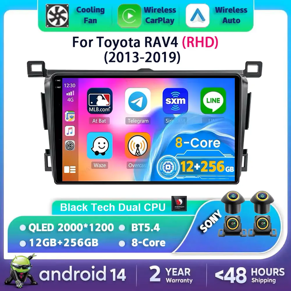 

Android 14 Car Multimedia Player For Toyota RAV4 RAV 4 XA40 2013-2019 RHD LHD wireless Carplay Auto 4G Wifi 2din
