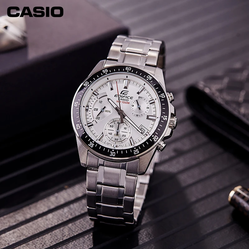 Casio EFV-540D Men's Commercial Analog Black Stainless Steel Chronograph Multifunctional Quartz Chronograph Stopwatch Date