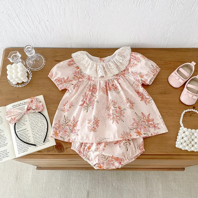 Schwester Outfit Sommer Mädchen Baby Body Kleinkind Baby Mädchen Sets Kleinkinder Baumwolle Kurzarm einteiliges Strampler H515