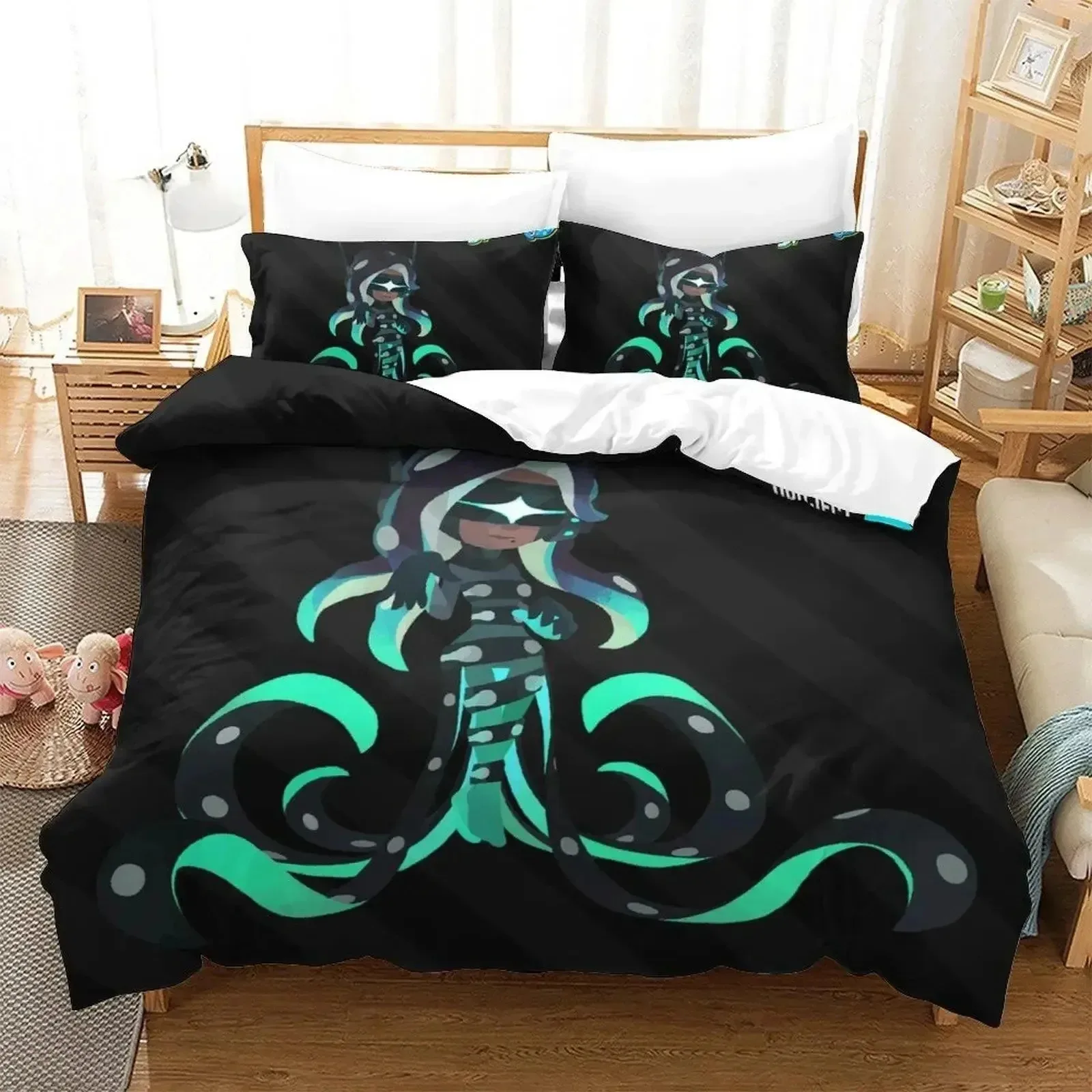 Splatoon 3 Bedding Set Single Twin Full Queen King Size Bed Set Aldult Kid Bedroom Duvetcover Sets 3D Print Anime Bed Sheet Set
